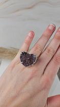 Bild in Galerie-Betrachter laden, Druzy Amethyst Herz Ring Silber (33ame)