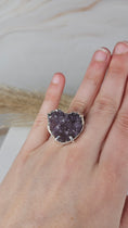 Bild in Galerie-Betrachter laden, Druzy Amethyst Herz Ring Silber (33gdd)