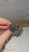 Bild in Galerie-Betrachter laden, Druzy Amethyst Herz Ring Gold (33kll)