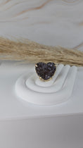 Bild in Galerie-Betrachter laden, Druzy Amethyst Herz Ring Gold (33kll)