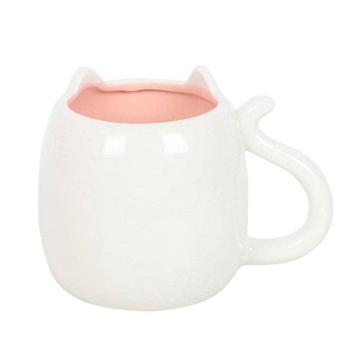 Weiße katzenförmige Tasse