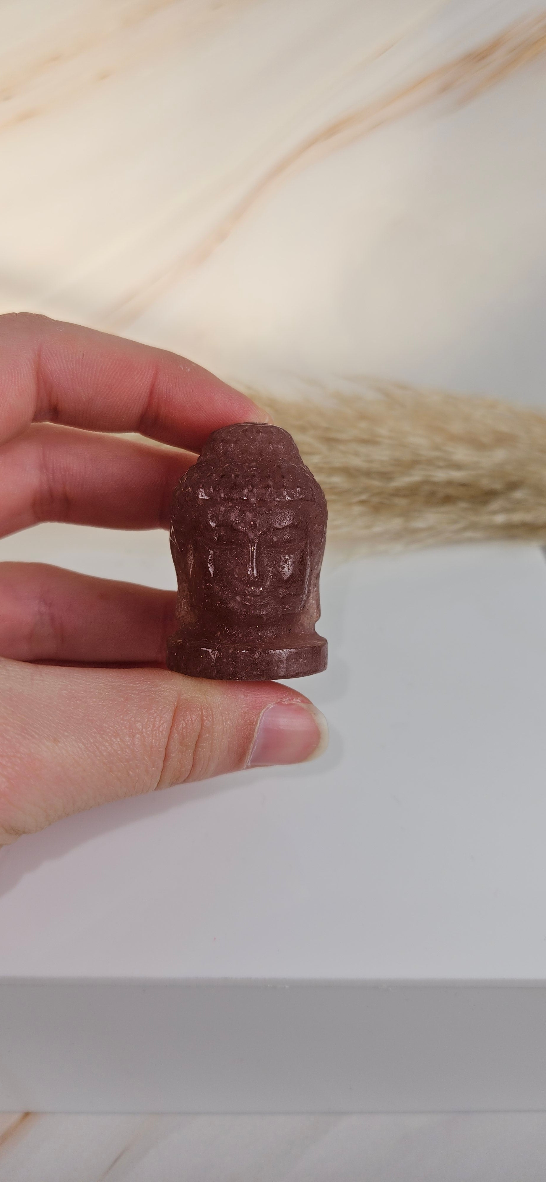Buddah Mini Köpfe (8bdk) Erdbeerquarz