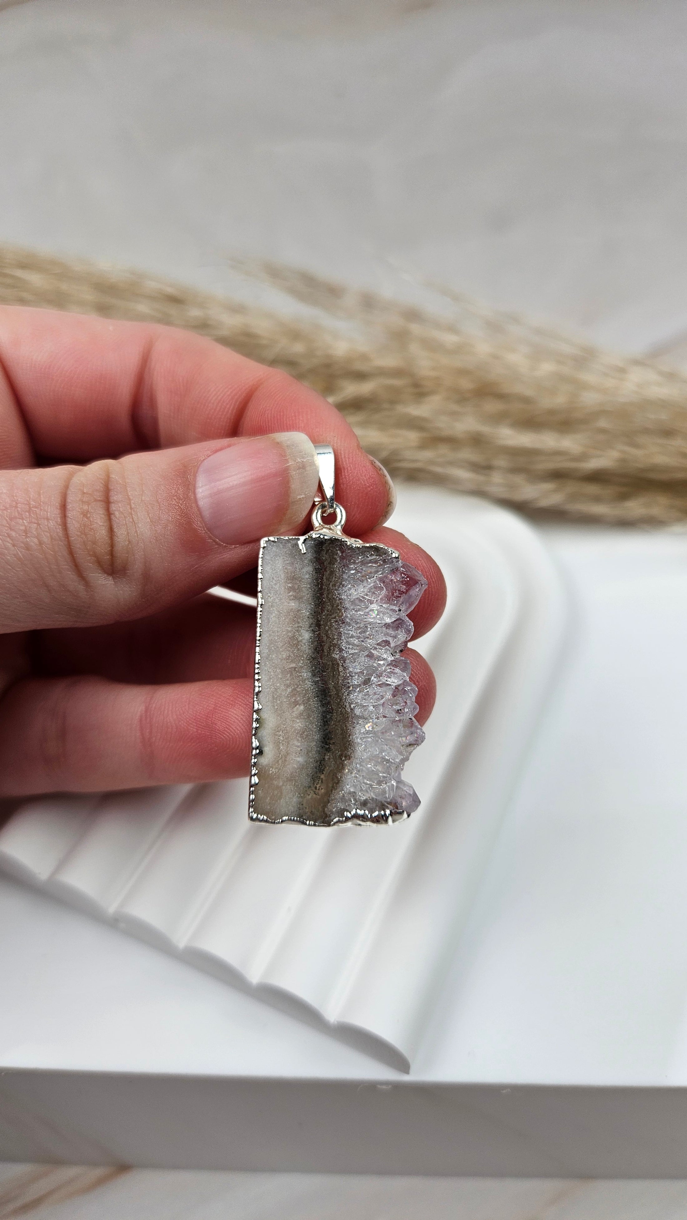 Amethyst Achat Kettenanhänger in Silber (18aau)