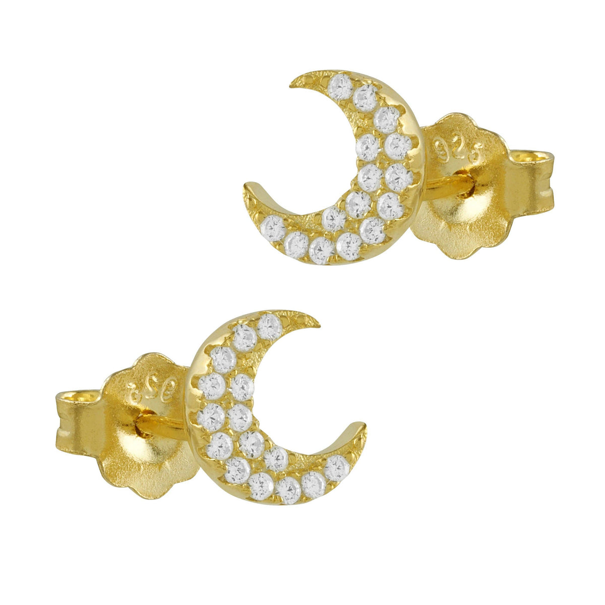 Luna Mond Ohrringe mit Zirkonias in Gold