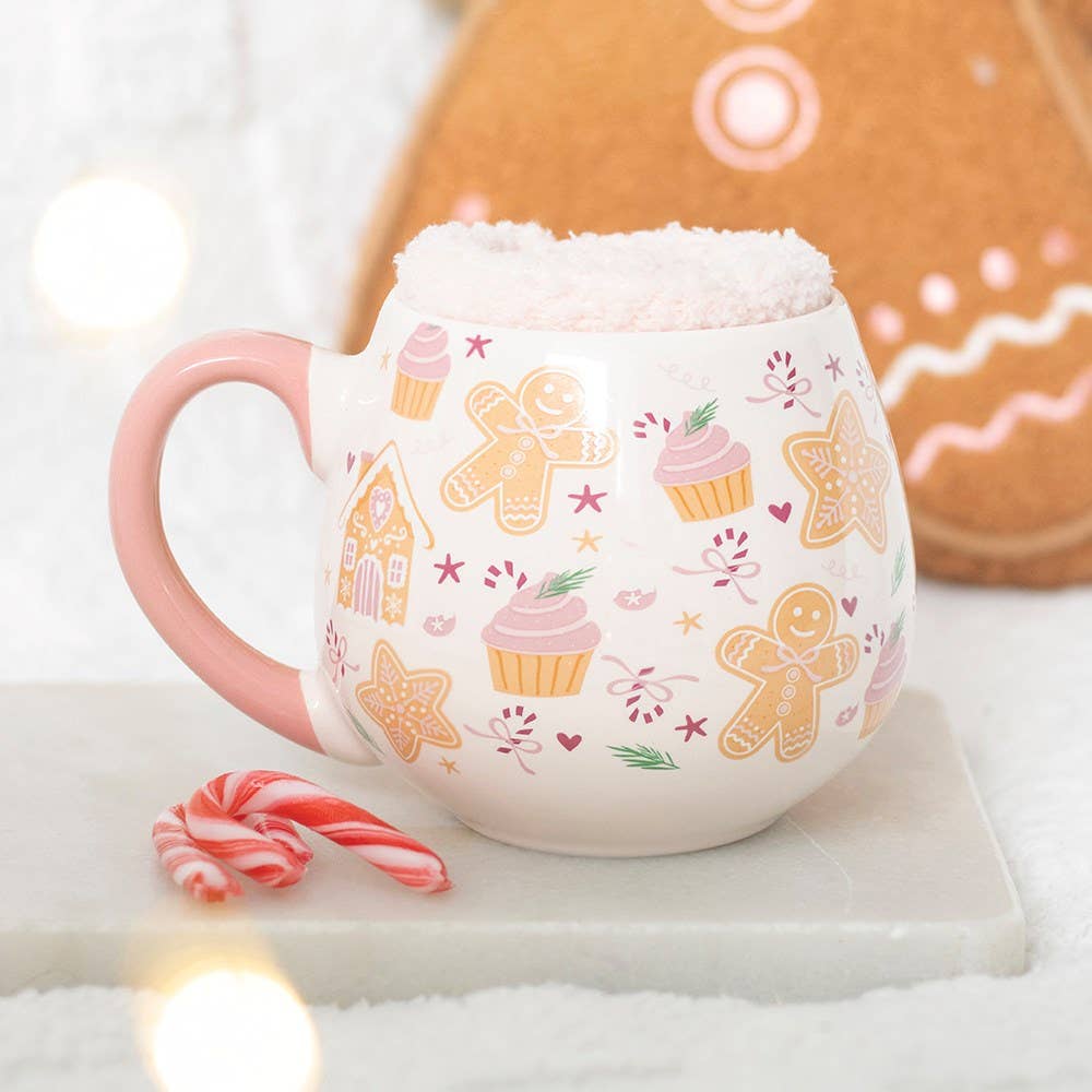 Sugarplum Bakery Print Weihnachtsbecher- und Socken-Set
