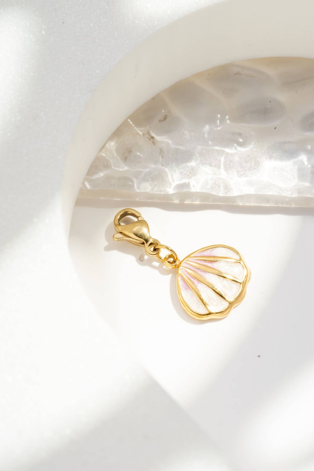 Perlmutt Muschel Charm - Anhänger aus Edelstahl