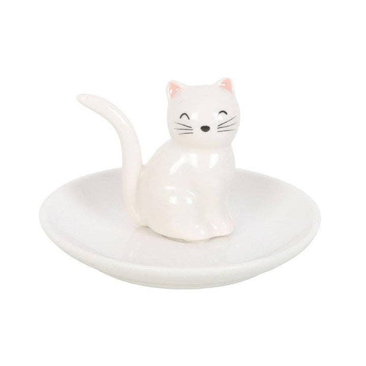 Weiße Katzen-Schmuckschale