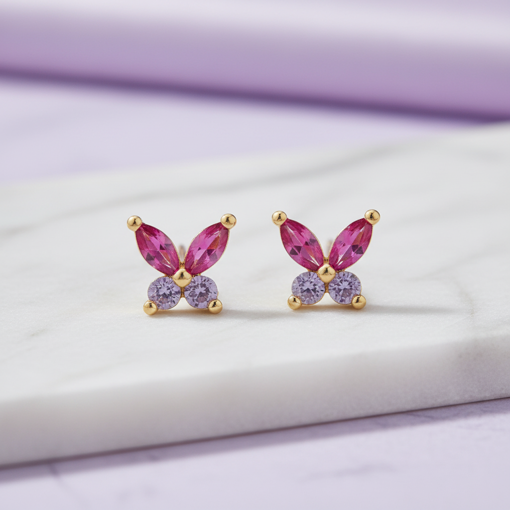 Ohrstecker Schmetterling Allure rosa-lila