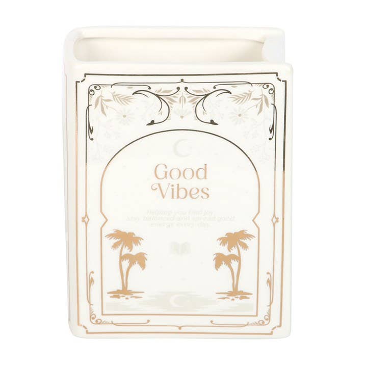 Buchförmige weiße Vase " Good Vibes"