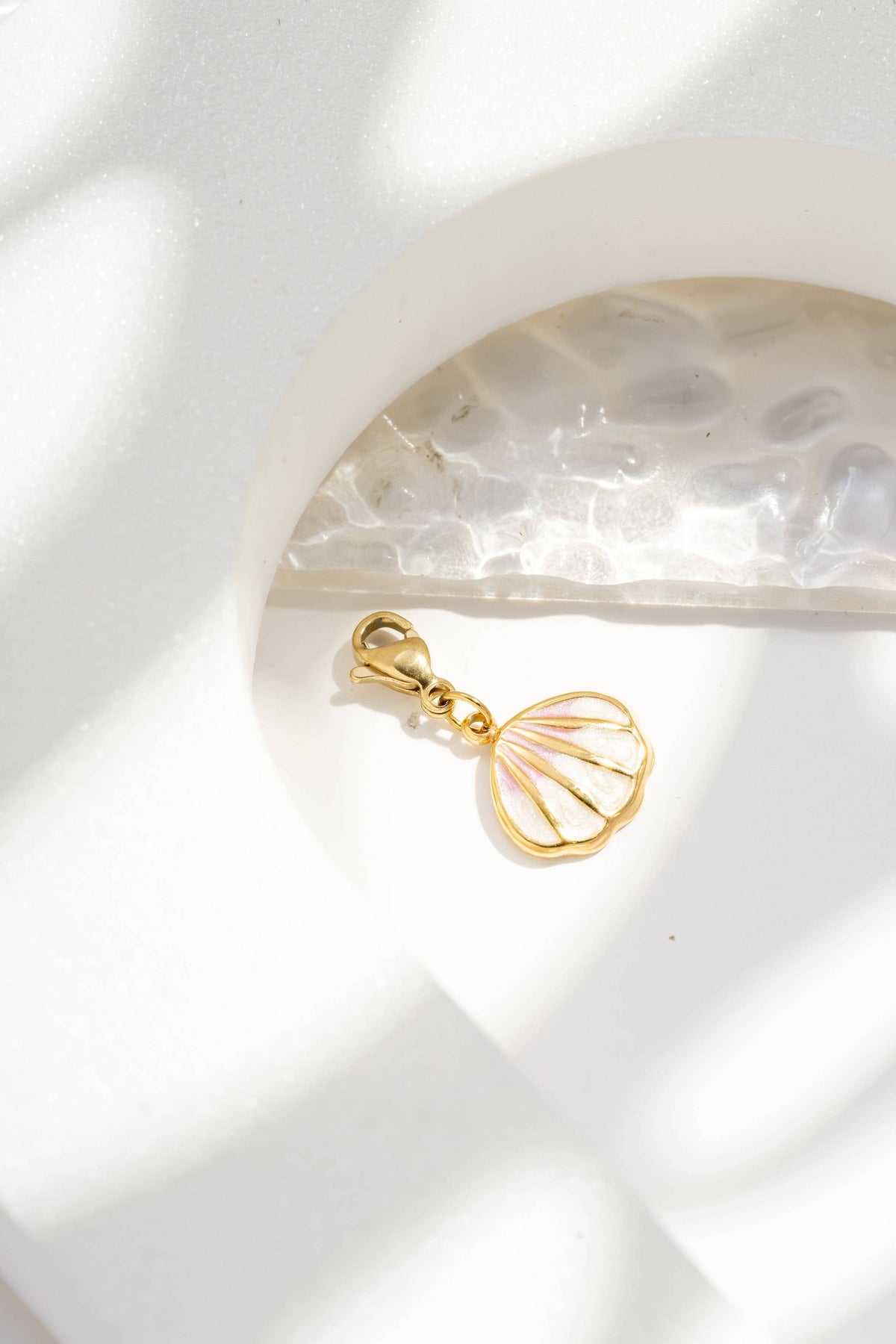 Perlmutt Muschel Charm - Anhänger aus Edelstahl