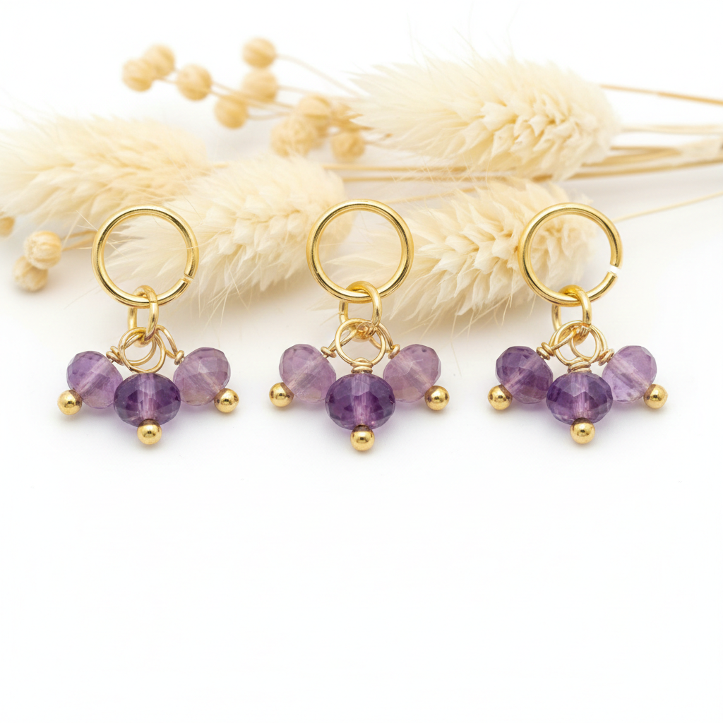 Solea Dreifach Amethyst Anhänger in Gold