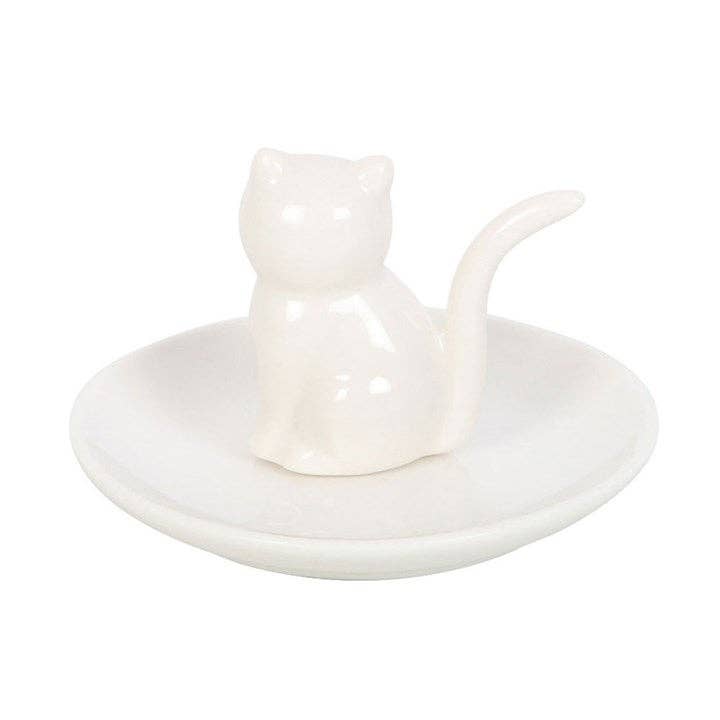 Weiße Katzen-Schmuckschale