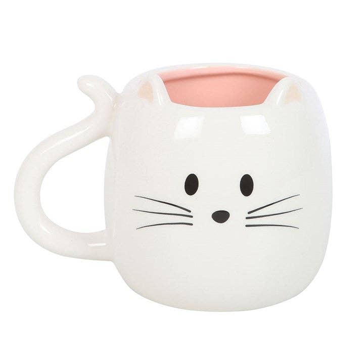 Weiße katzenförmige Tasse