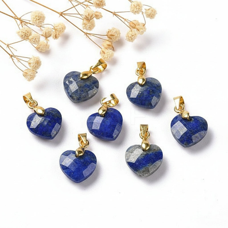 Lapislazuli Herz Kettenanhänger faccetiert in Gold