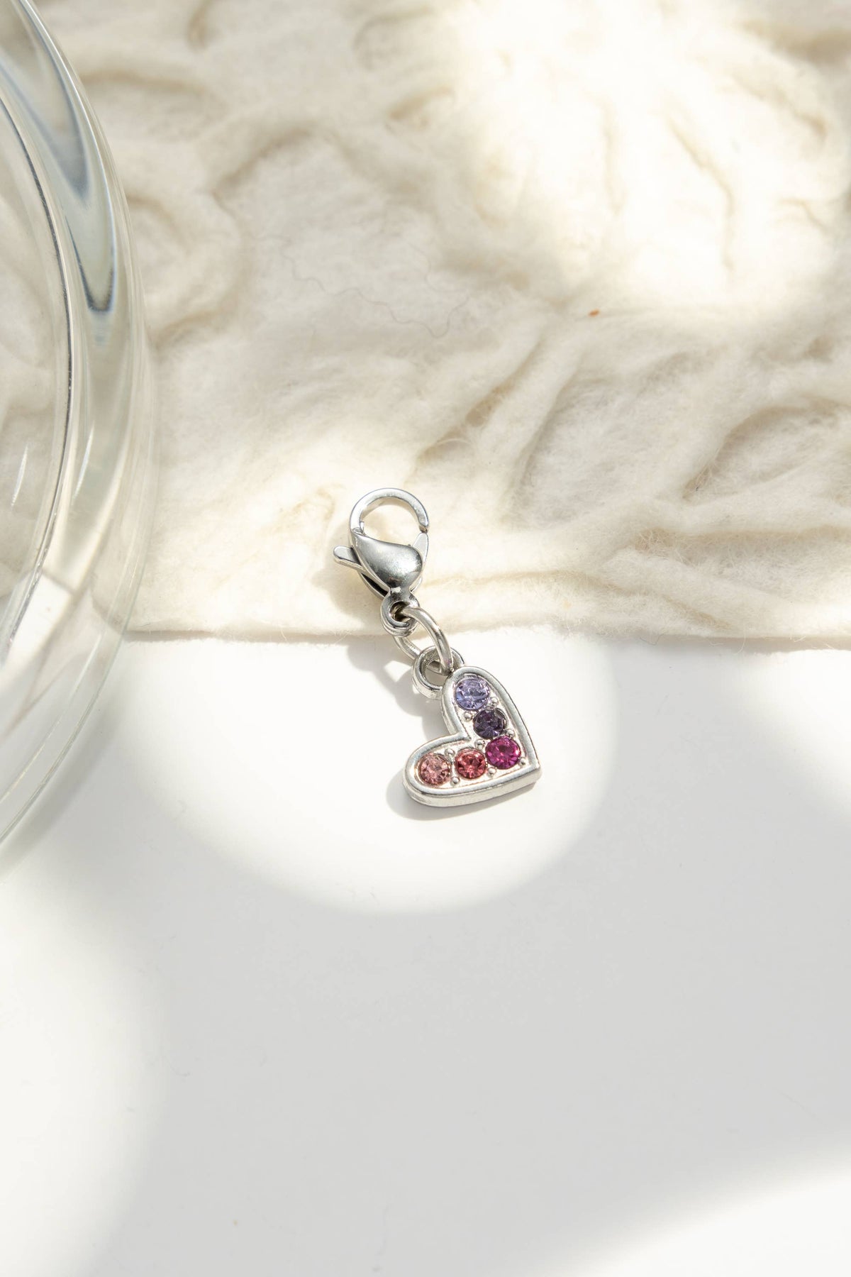 Herz Charm - Anhänger aus Edelstahl mit Strasssteinen