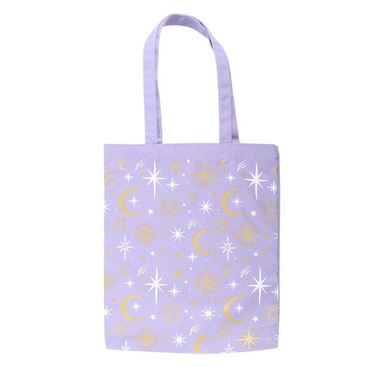 Lila Tragetasche mit himmlischem Print