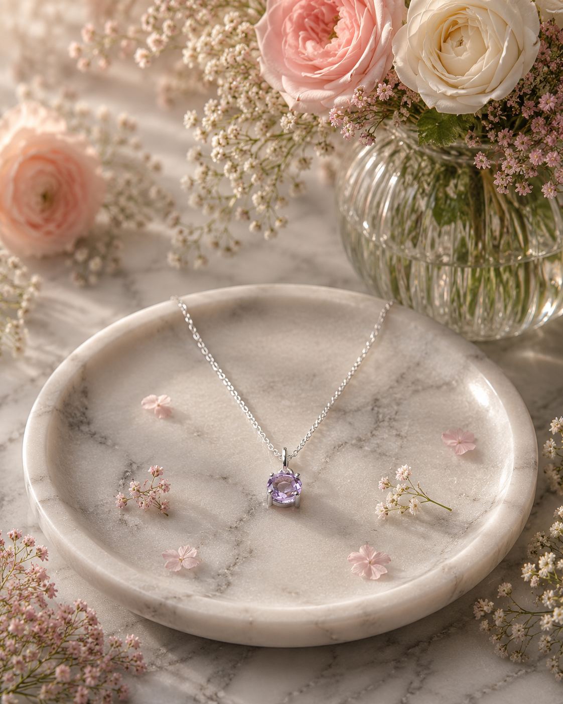 February Birthstone Halskette aus Amethyst und Sterlingsilber