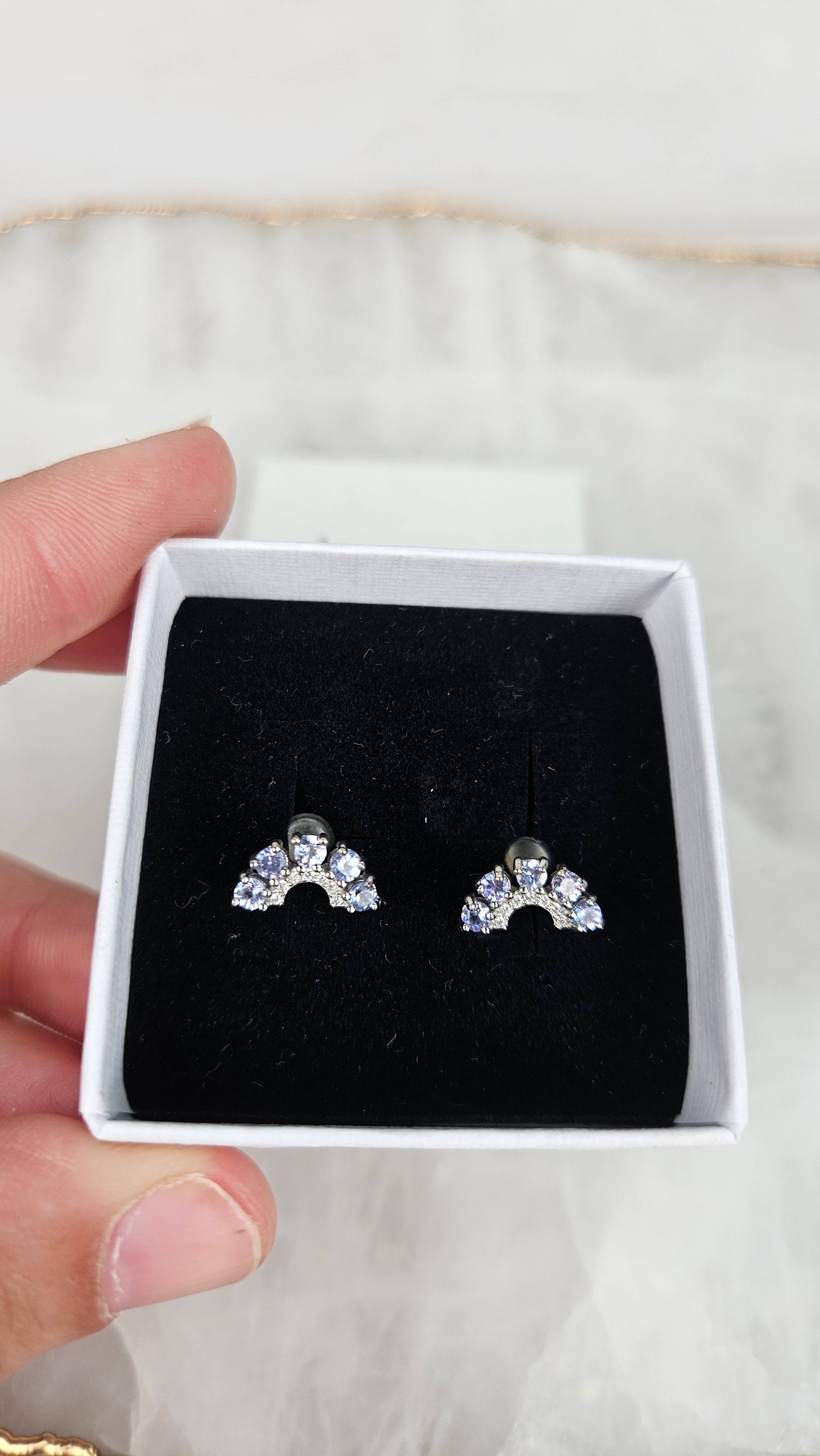 925 Silber Tansanit Regenbogen Ohrstecker (36ta)