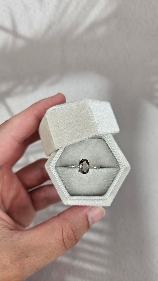925 Silber Rauchquarz Ring (39ra)