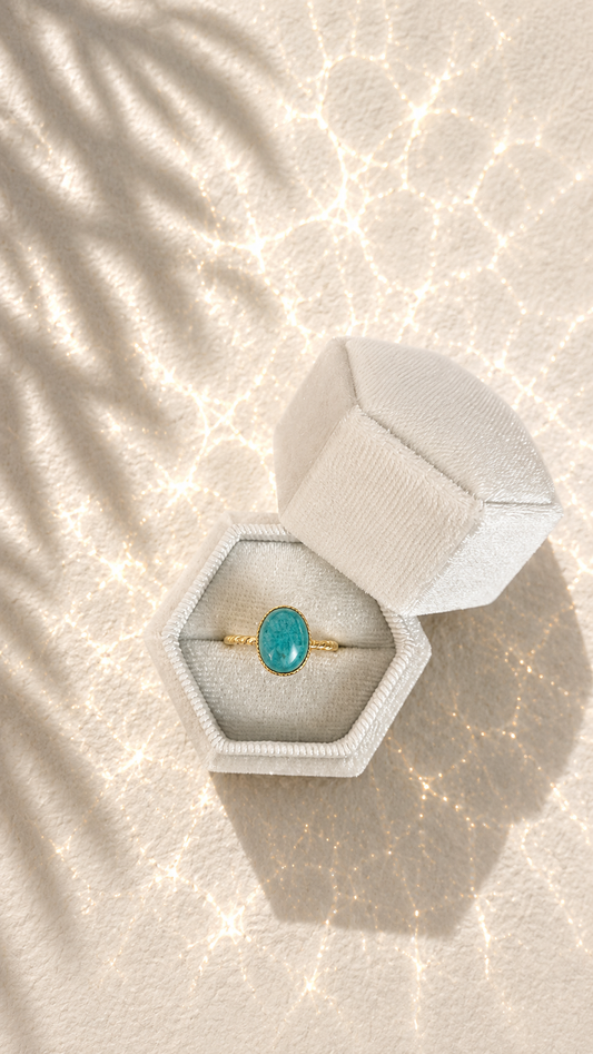 Ovaler Peruanischer Amazonit Ring (42pea)