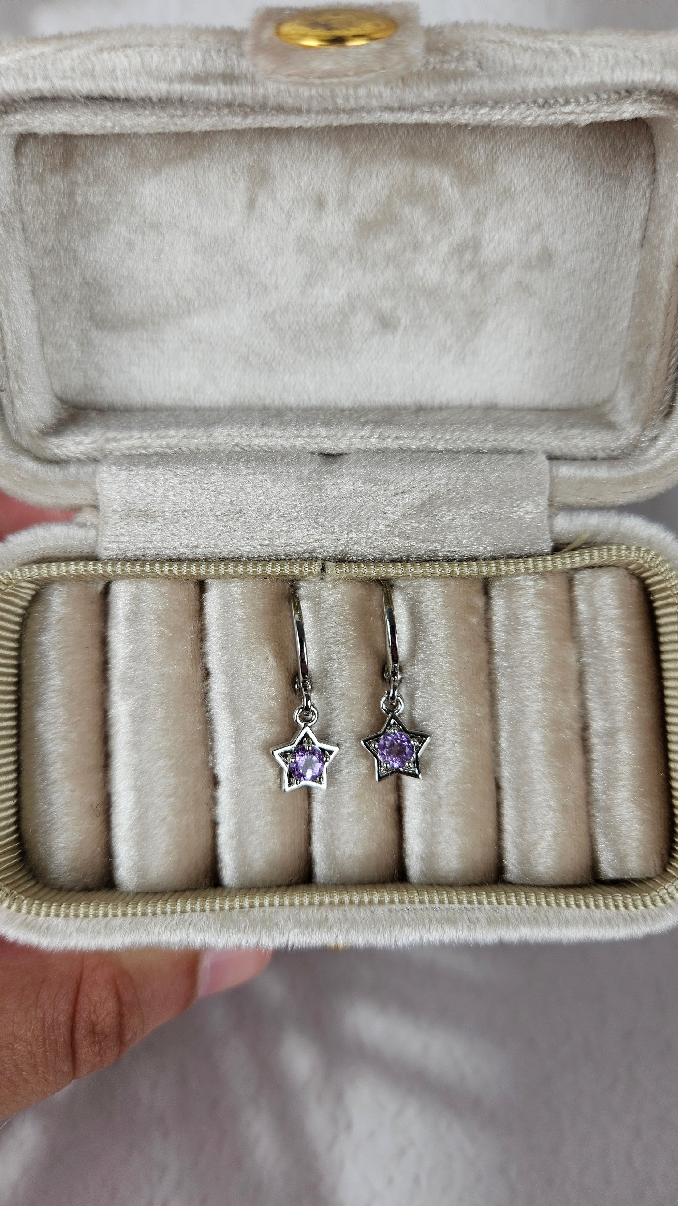 925 Silber Amethyst Stern Creolen (15ami)