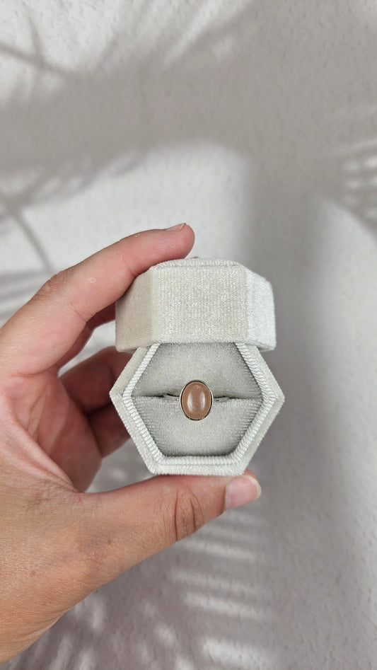 925 Silber Pfirsich Mondstein Ring (39pfo)