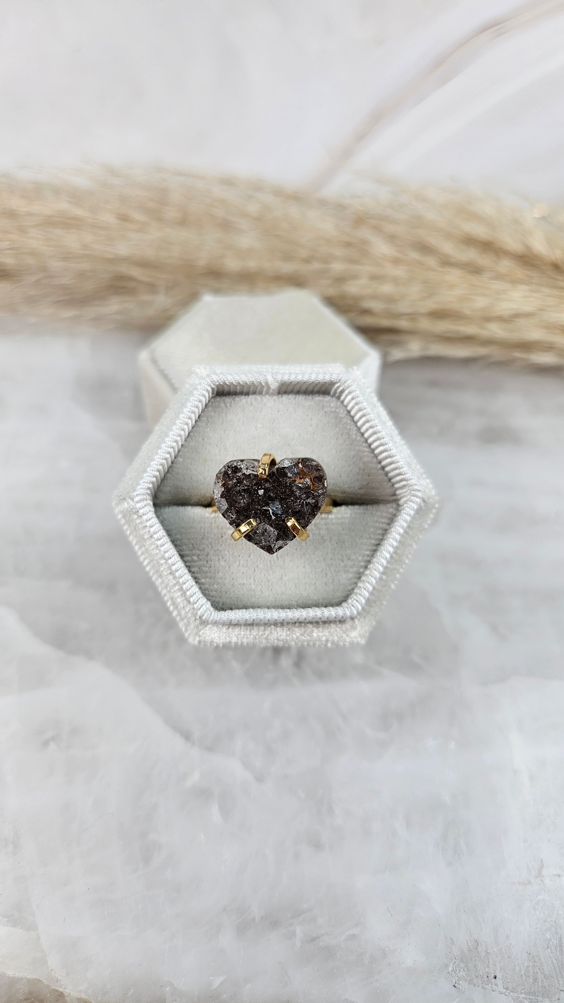 Druzy Amethyst Herz Ring in Gold (34he)