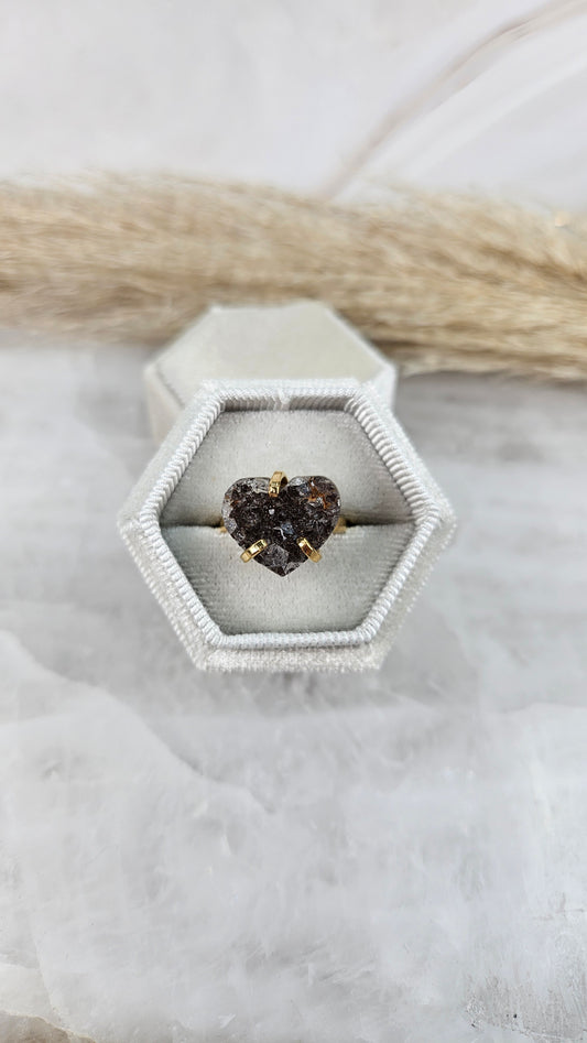 Druzy Amethyst Herz Ring in Gold (34he)