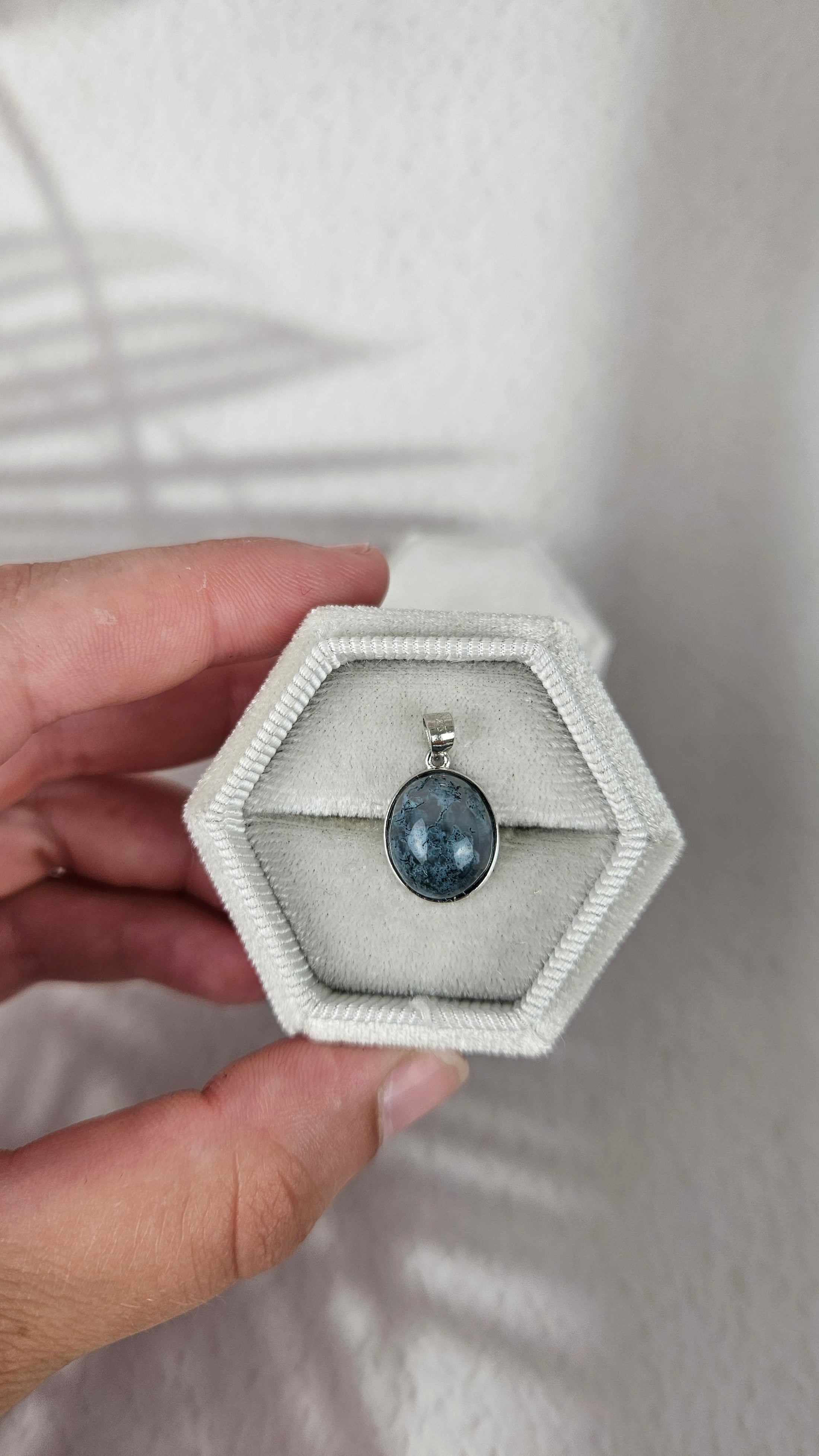 925 Silber Moosachat Anhänger (29mos)