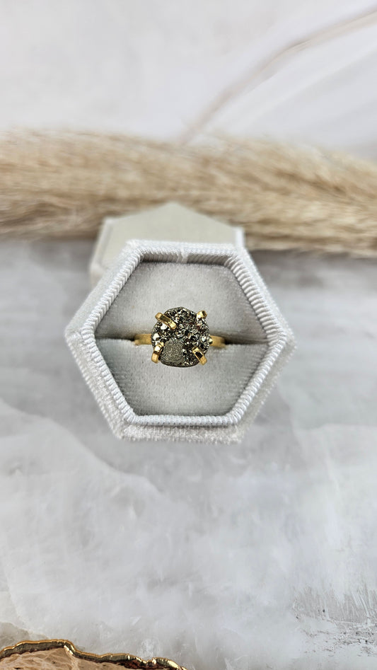Pyrit Ring Rund in Gold (42ha)