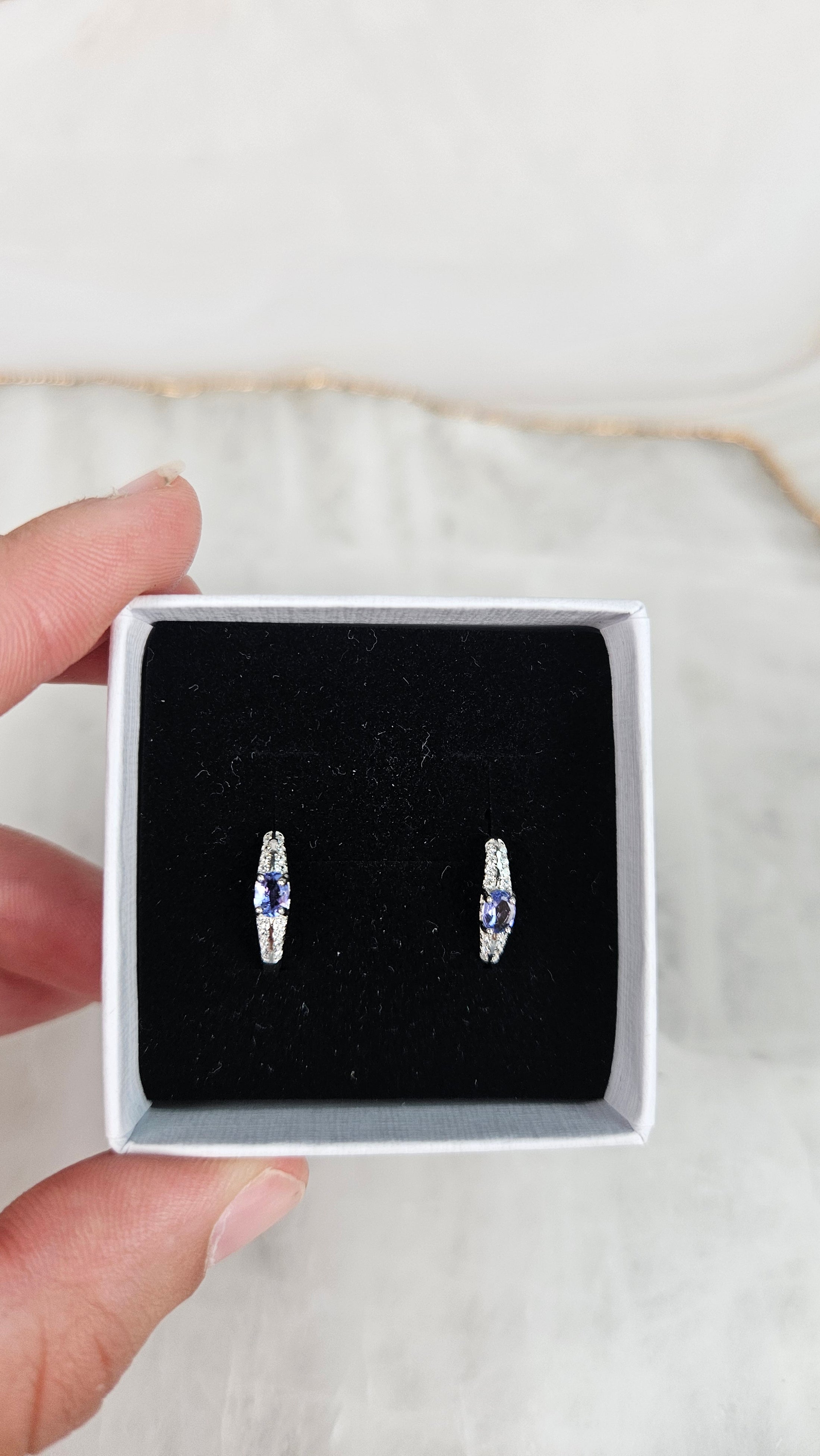925 Silber Tansanit Ohrringe (36ni)