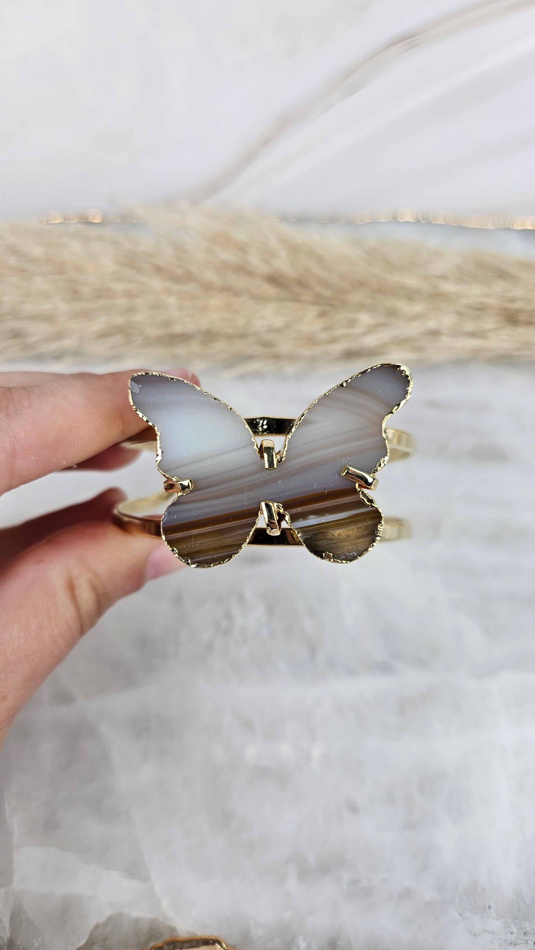 Achat Schmetterling Armreif in Gold (45uus)