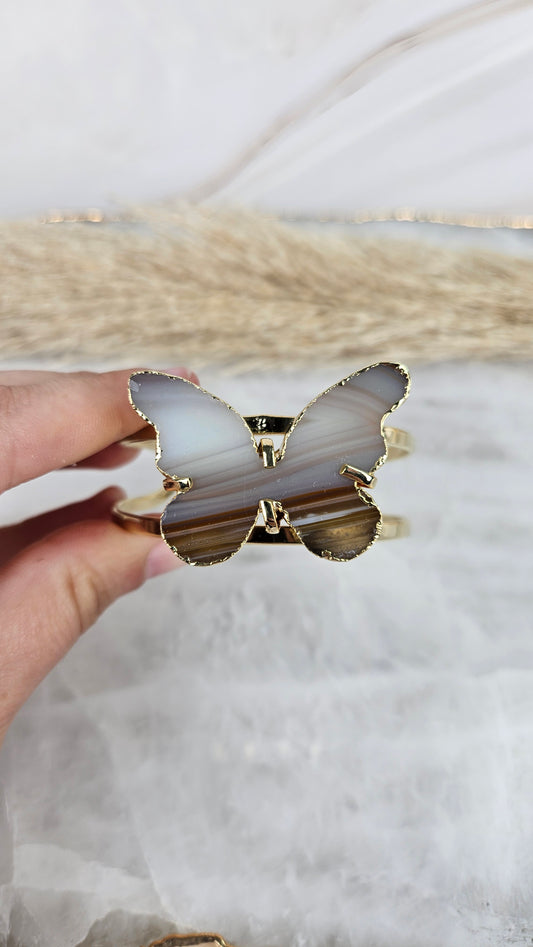 Achat Schmetterling Armreif in Gold (45uus)