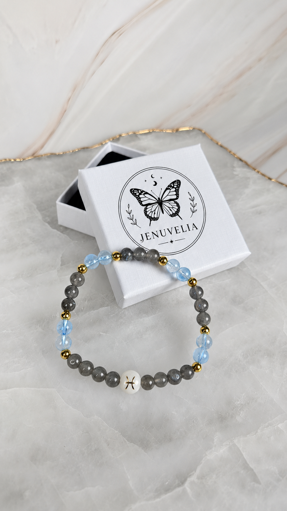 FISCHE ♓️ - Sternzeichen Armband mit Labradorit und Aquamarin