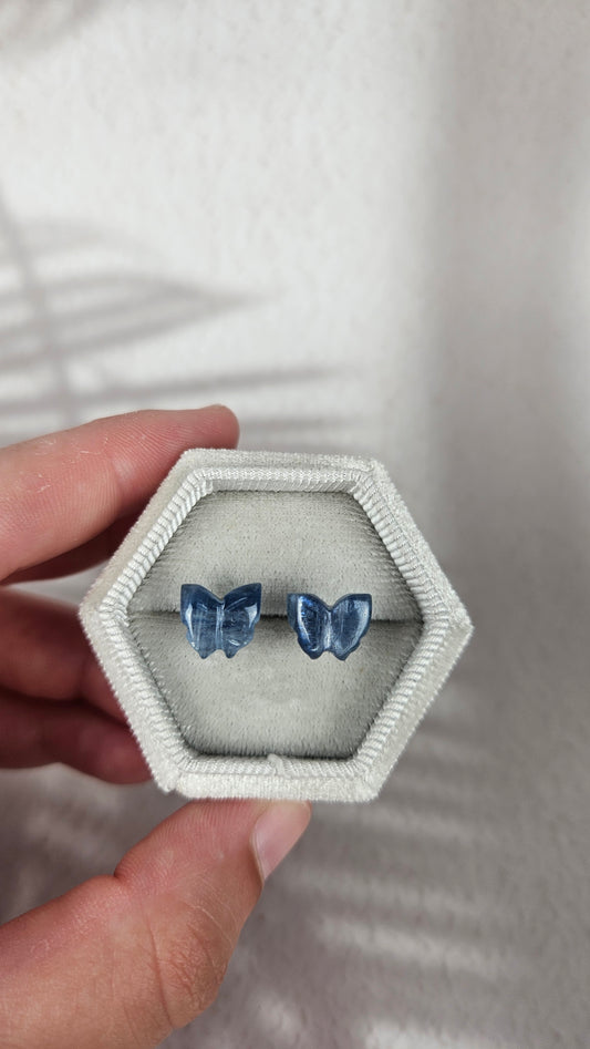 Blaue Fluorit Schmetterlings Ohrstecker (29schf)