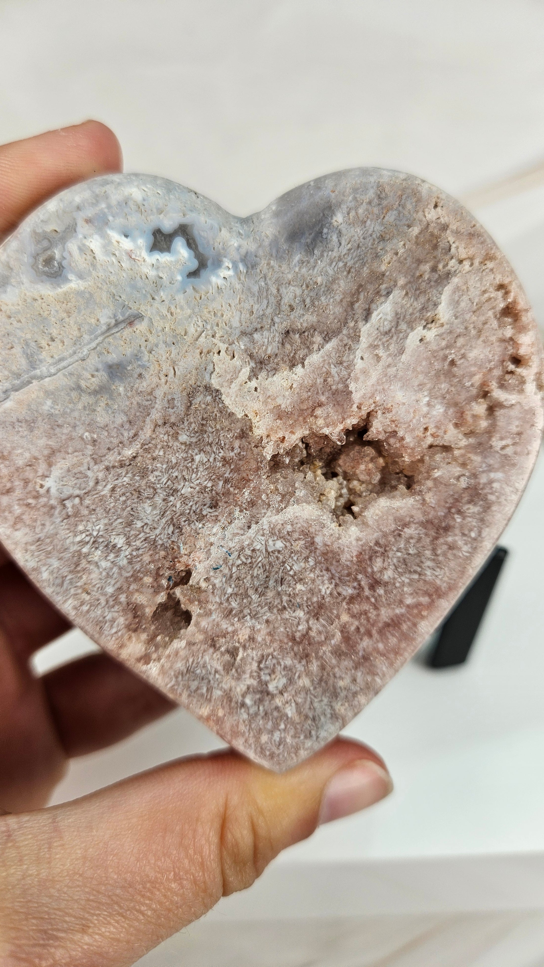Druzy Pink Amethyst Herz mit Stand (48iw)