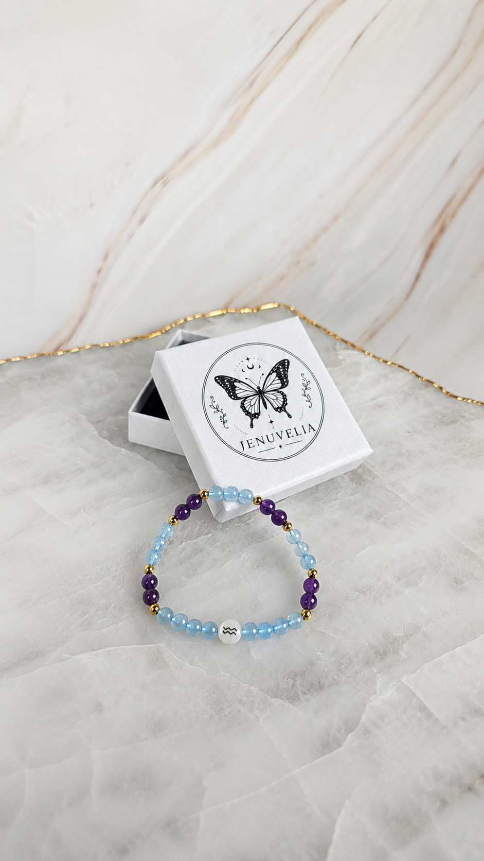 WASSERMANN ♒️ - Sternzeichen Armband mit Aquamarin und Amethyst