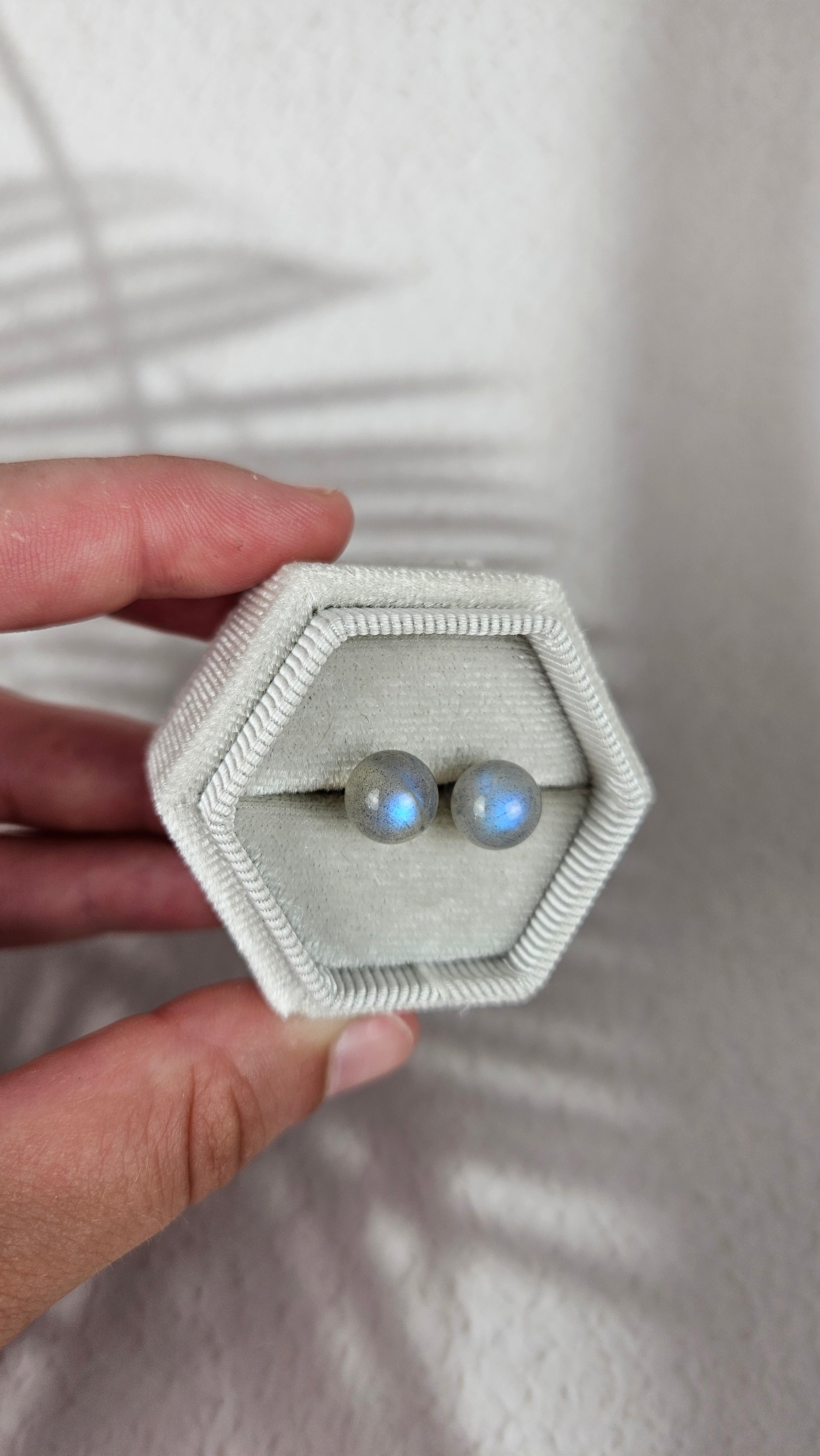 925 Silber Labradorit Kugel Ohrstecker Groß (18labr)