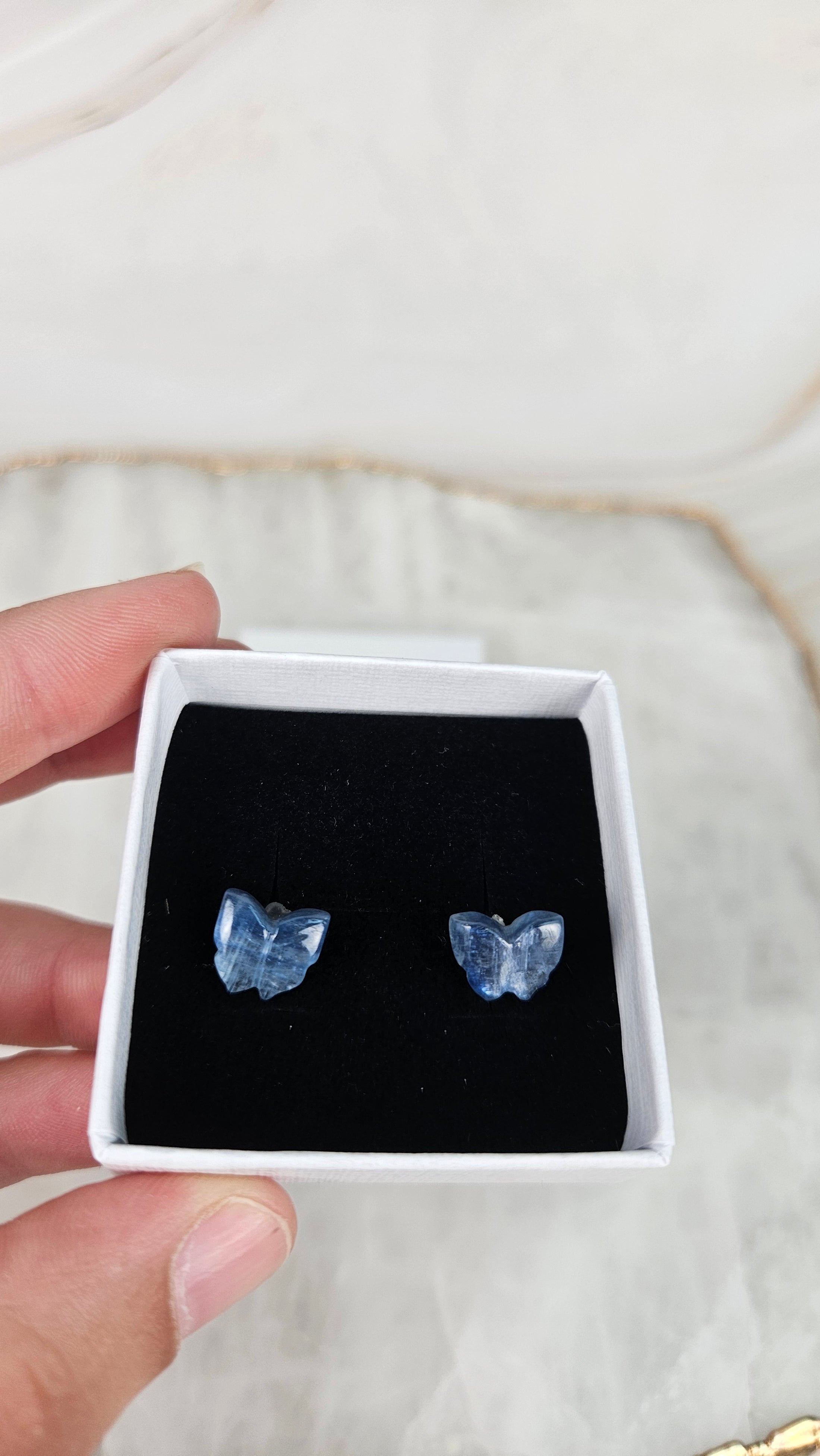 925 Silber Blaue Fluorit Schmetterlings Ohrstecker (29sc)