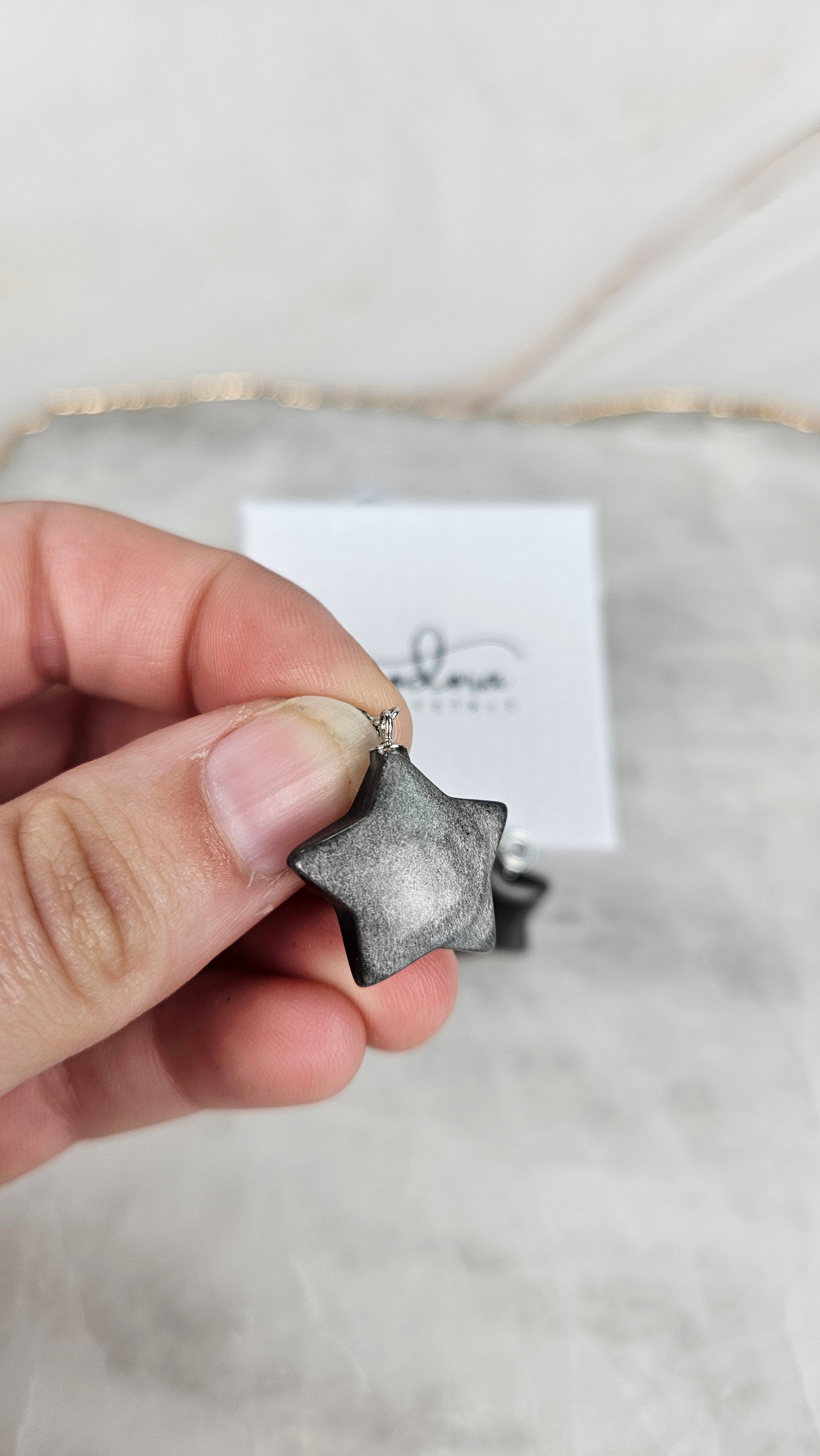 925 Silber Silberobsidian Stern Kettenanhänger (16obs)