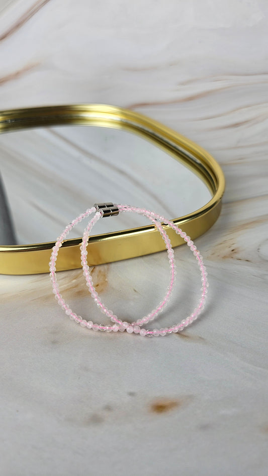 Faccetiertes Rosenquarz Armband mit Magnetverschluss (19roq)