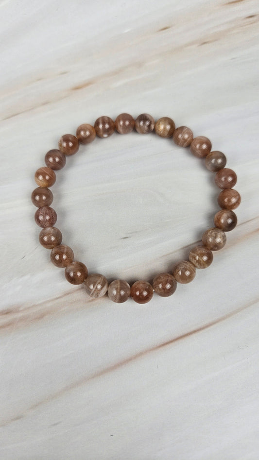 Pfirsich Mondstein Kugelarmband (16ppo)