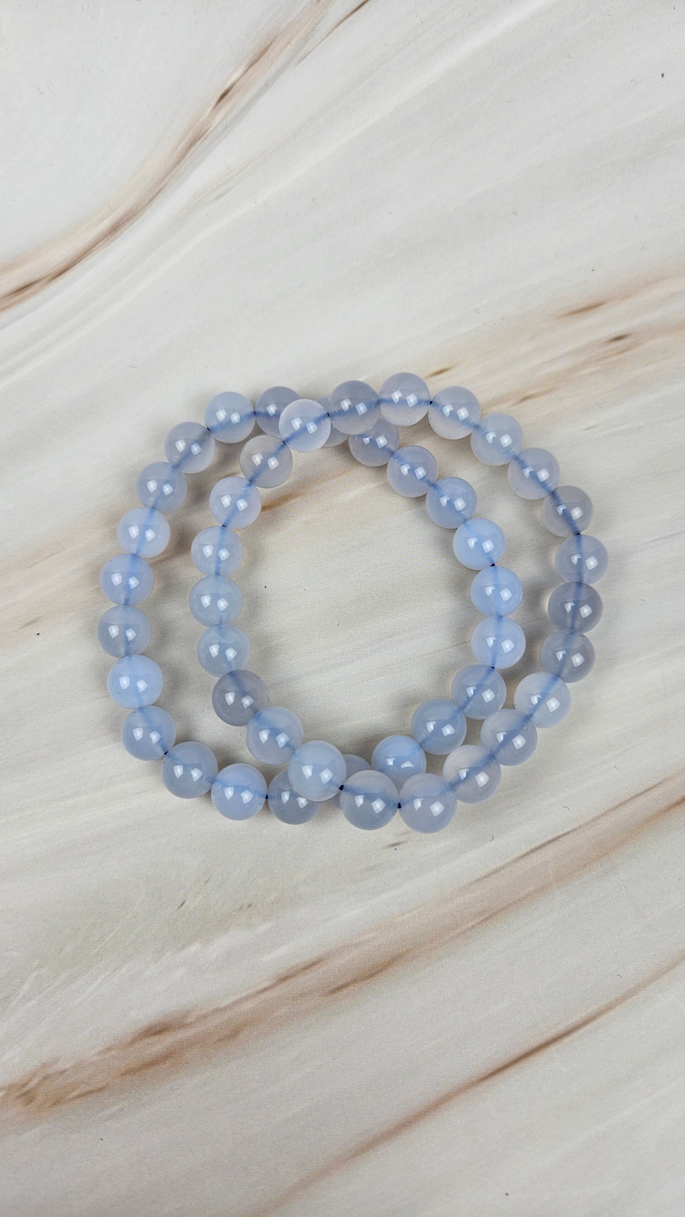 Blauer Chalcedon Kugelarmband (16cal)
