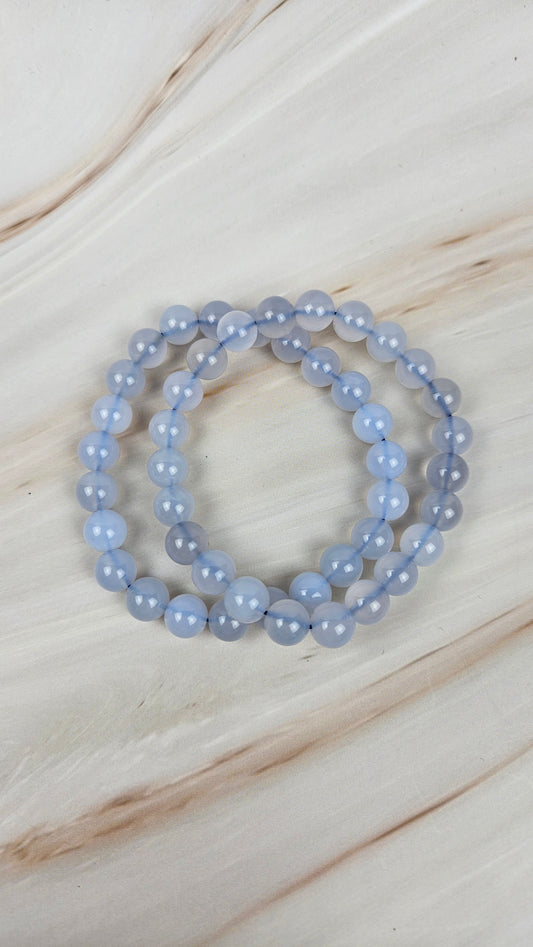 Blauer Chalcedon Kugelarmband (16cal)