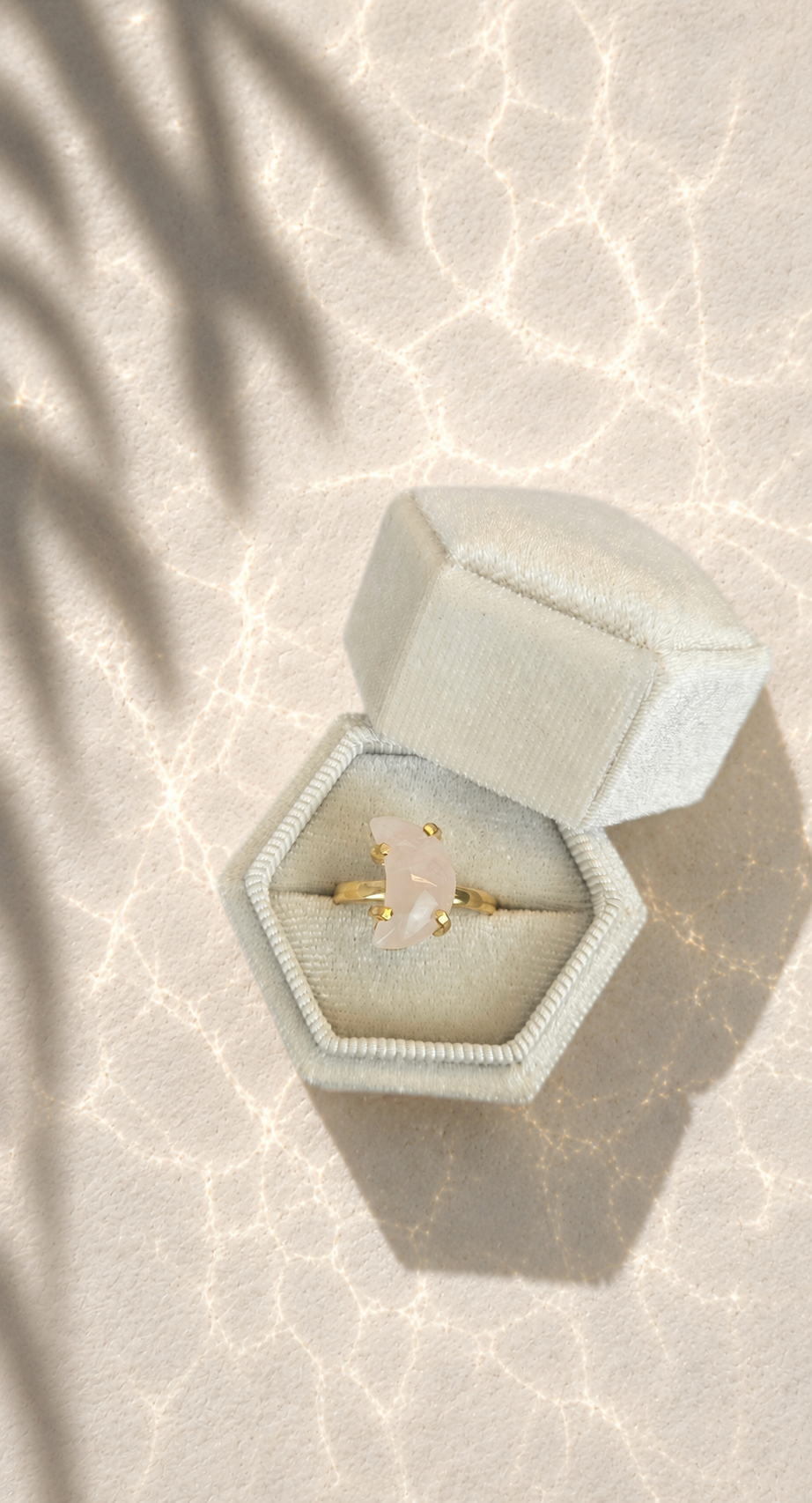 Rosenquarz Mond Ring (29rom)