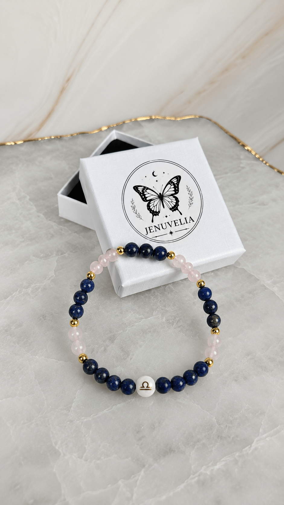 WAAGE ♎️ - Sternzeichen Armband mit Lapislazuli und Rosenquarz