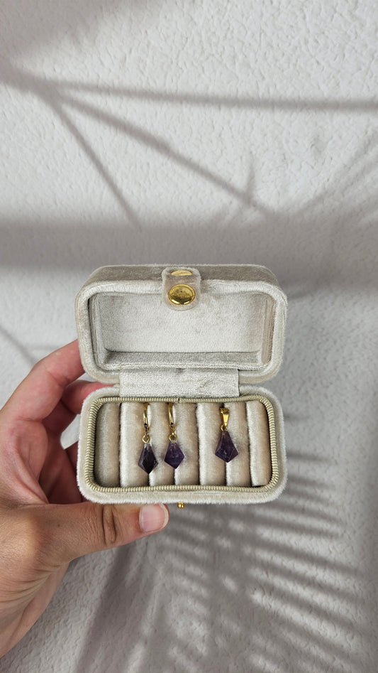 Diamant Creolen und Anhänger Set in Amethyst und Gold (32amg)