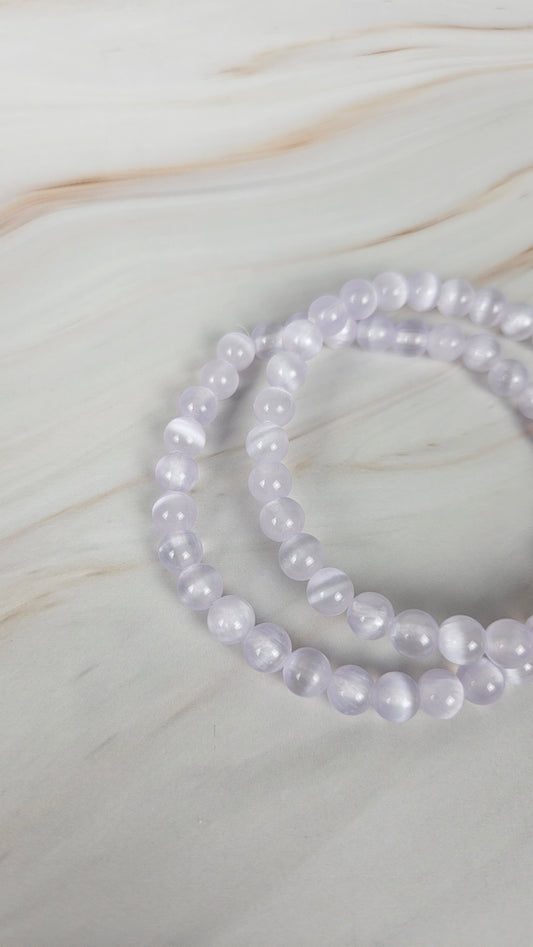 Selenit Kugelarmband in Lila (14sel)