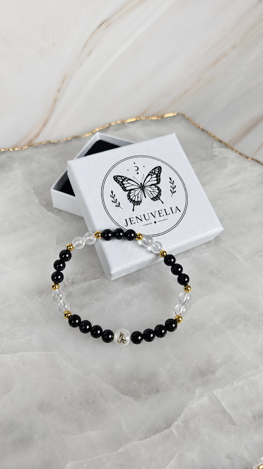 STEINBOCK ♑️ - Sternzeichen Armband mit Granat und Bergkristall