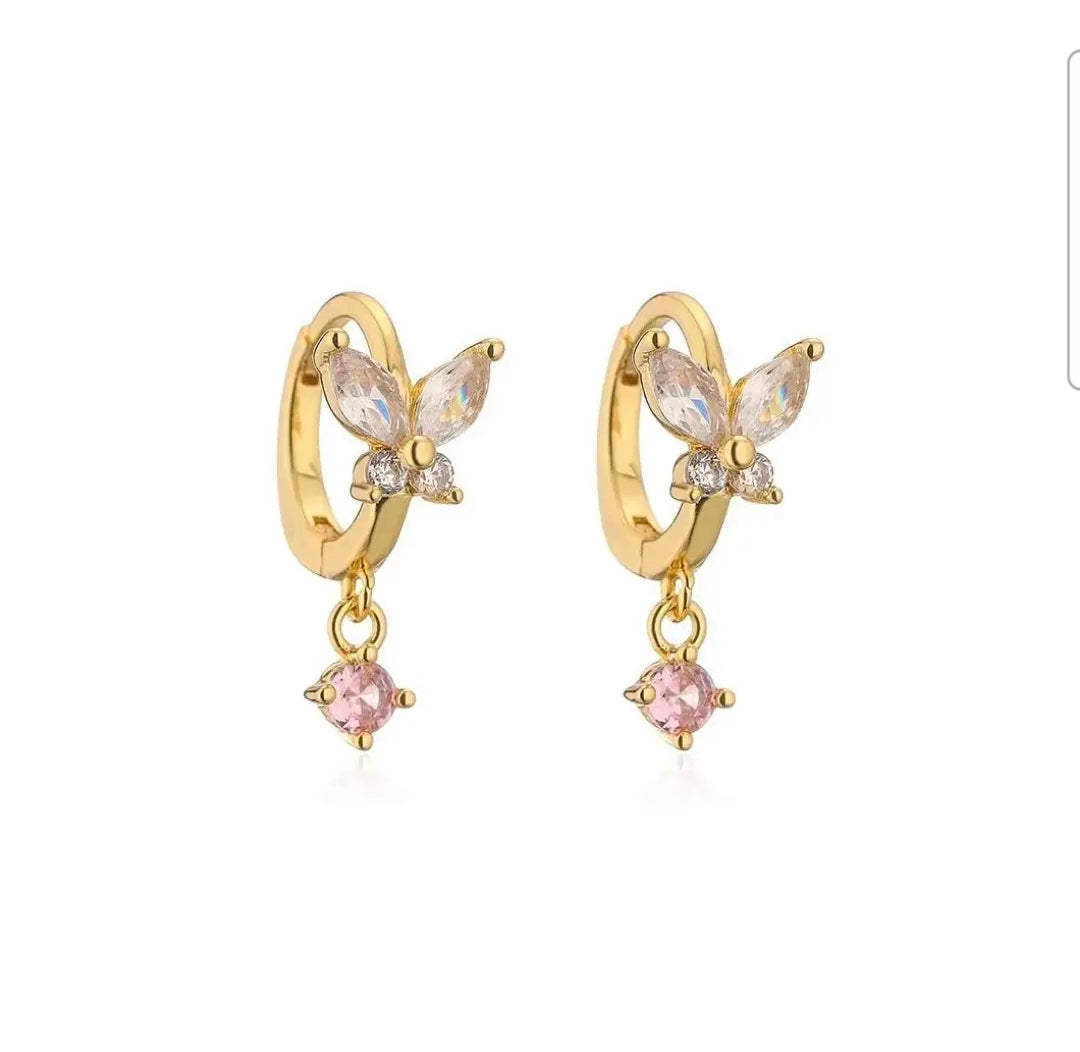 Serene Schmetterlings-Creolen in Pink